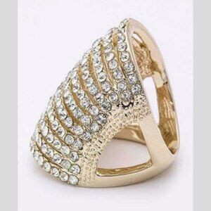 Crystal Encrusted Statement Ring 1” Length